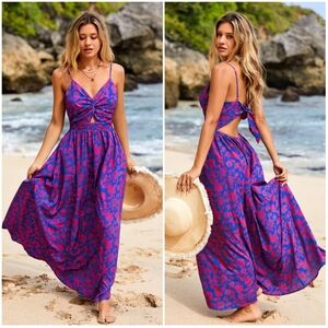 Cupshe Vibrant Blue and Pink Maxi Dress